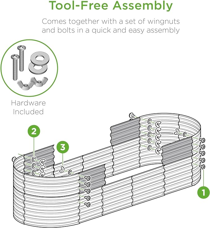 Best Choice Products 8x2x2ft Metal Raised Garden Bed, Oval Outdoor Deep Root Planter Box for Vegetables, Herbs w/ 4 Support Bars, 215 Gal Capacity - Taupe