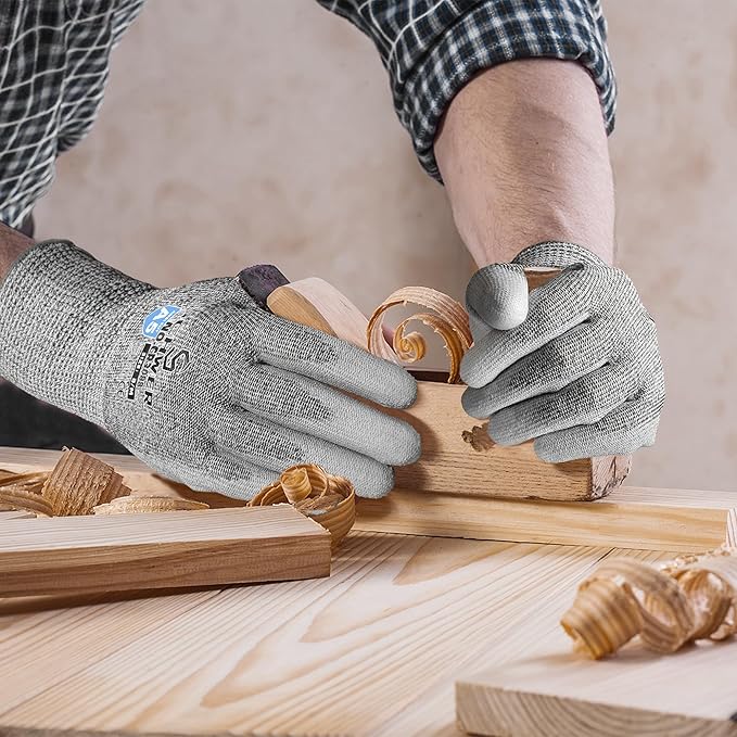 Schwer 240 Pairs ANSI A5 Cut Resistant Work Gloves, Cut Proof Gloves with PU Coating, Used for Metal Fabrication, WoodWorking, Construction, Non Slip, Durable, M, CR3088