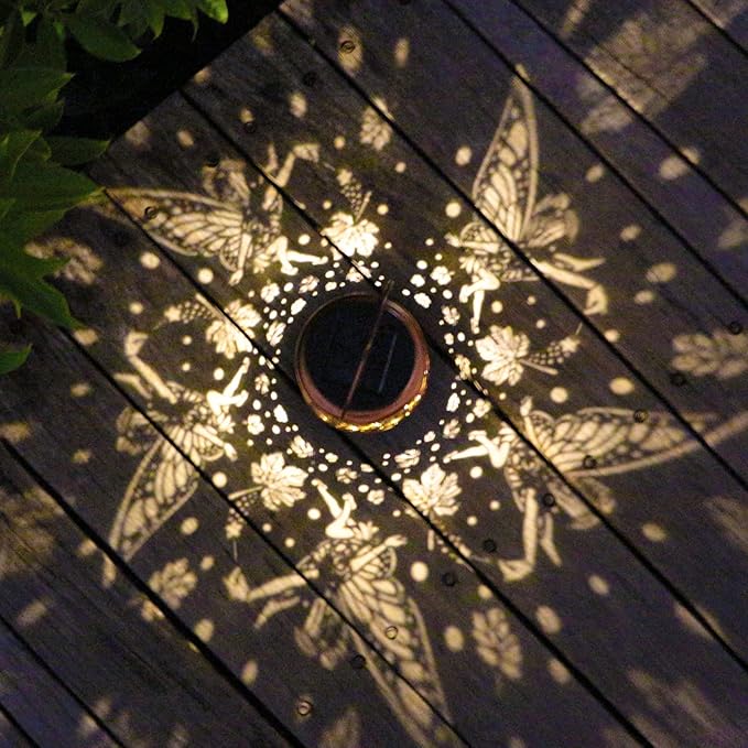 Solar Fairy Lanterns Outdoor Hanging Maple Leaf Decor Lantern,Waterproof Hollow Out Metal Decorative Garden Light,Graceful Decoration for Patio,Yard,Landscape,Walkway,Festival