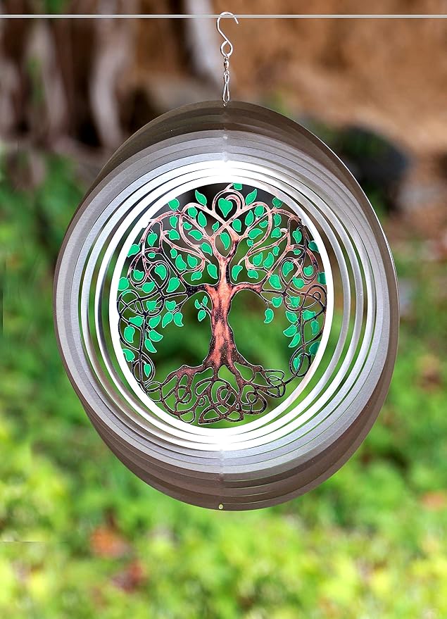 Tree of Life Wind Spinners for Yard and Garden, Metal Ornaments for Garden Décor, Outdoor Wind Spinner, Tree of Life Gifts, Outdoor Garden Decoration, 15 inch Tree of Life Wall Décor by ISEO