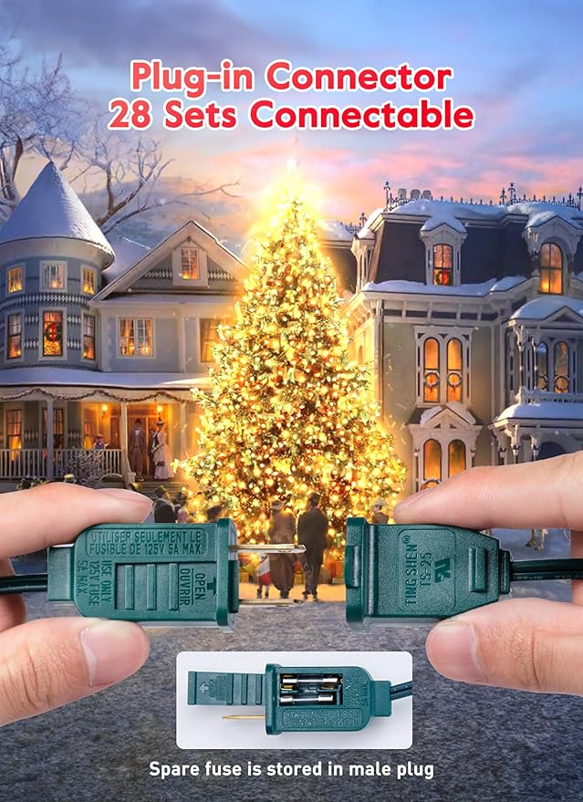 50FT C7 LED Christmas Lights, Outdoor Vintage String Lights with 52 Bulbs(2 Spare), Commercial Hanging Christmas Lights for Xmas Holidays Roofline Patio Garden Party Wedding Decor