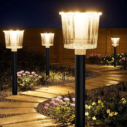 Super Bright Solar Pathway Lights Outdoor Powered,Adjustable Warm&Cool White,Waterproof IP65 Garden Decor Landscape Lighting Outside for Yard/Patio/Walkway/Driveway/Landscape (Obsidian Black, 4 Pack)