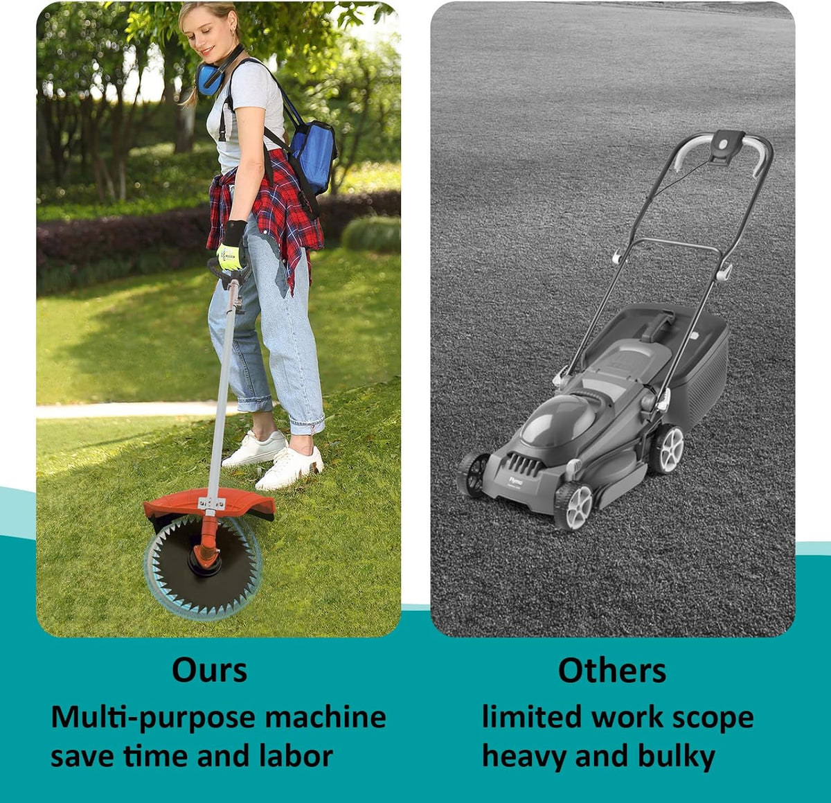 52cc Gas Weed Wacke, 6 in 1 Weed Eater 2-Stroke Gas String Trimmer Brush Cutter Gas Grass Trimmer Lawn Mower Grass Cutter