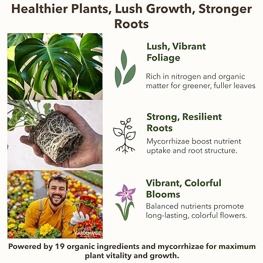 Organic Liquid Plant Food for Indoor Houseplants – All Purpose Fertilizer for Potted Plants, Vegetables, Succulents, Orchids, Roses – Miracle Growth with Mycorrhizae (8 oz)