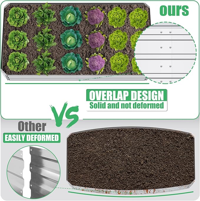SnugNiture Galvanized Raised Garden Bed 8x4x1FT Outdoor Large Metal Planter Box Steel Kit for Planting Vegetables, Flowers