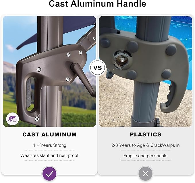 PURPLE LEAF 10 Feet Patio Cantilever Umbrella Square Outdoor Umbrella with 360° Rotation and Aluminum Offset Hanging for Garden Backyard Pool, Taupe