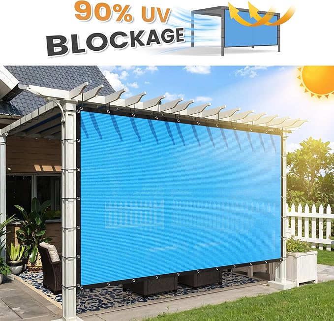 VICLLAX Shade Fabric Sun Shade Cloth with Every 2 FT Grommets for Patio Garden Pergola Cover Canopy 11x12 FT, Mixed Turquoise