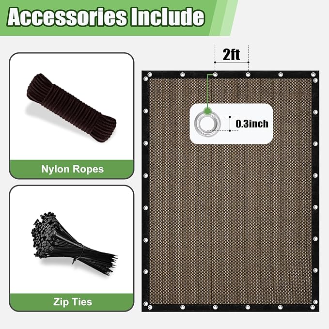 Outdoor 90% Sun Shade Cloth with Grommets, 5 X 22 FT Pergola Shade Cover for Garden Patio Carport Kennel Swimming Pool, Mocha (We Make Custom Size)