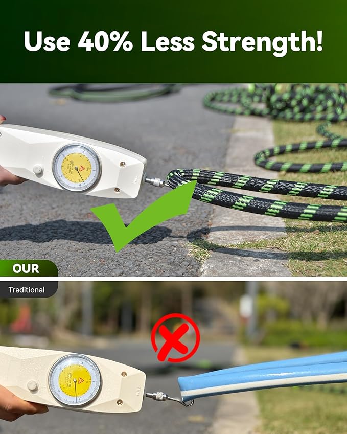 RAINPOINT Metal Garden Hose 50 ft - No-kink 304 Water Hose with 10 mode Nozzle - Brass Connection, Swivel Handle, Flexible Hose,Lightweight, Puncture