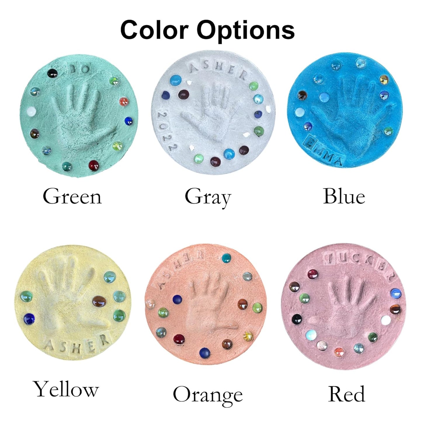 DIY Stepping Stone Kit with Color Pigment, Handprint Stepping Stone, Mother's Day Gift, Footprint Stepping Stone (10 Inch + Stamp Set, Gray)