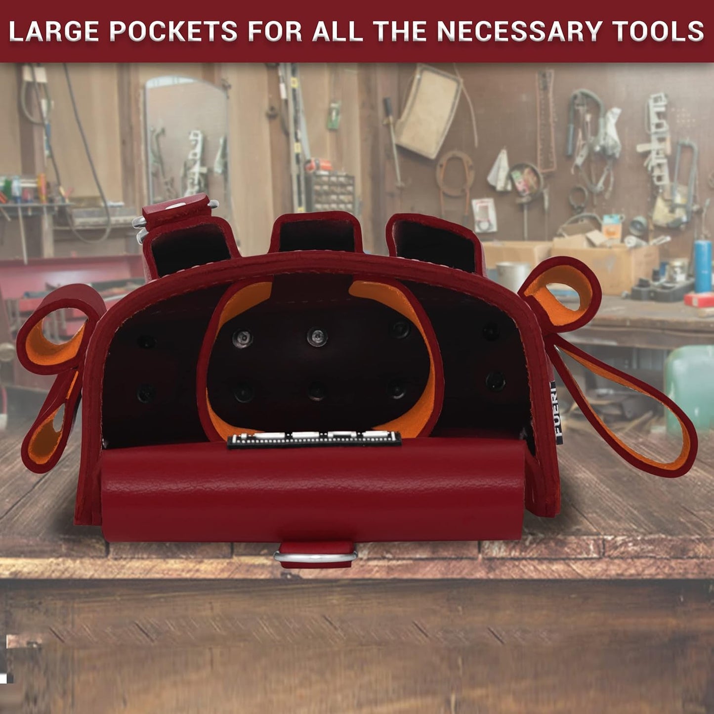 FUERI Leather Tool Pouches Carpenter Electrician Belt Bags Organizer 4 Pocket Professional Heavy Duty Pouch for Construction Framing