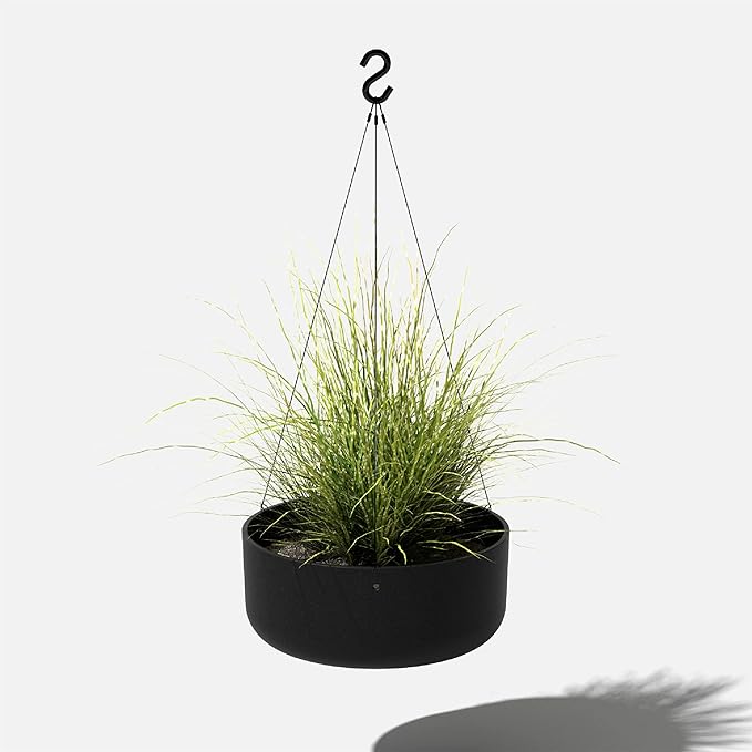 Veradek Mason Series Hanging Kona Planter - Round Planter for Outdoor Balcony/Patio | Made from Plastic-Stone Composite with Hanging Attachment | Modern Décor for, Flowers, Succulents, Small Plants