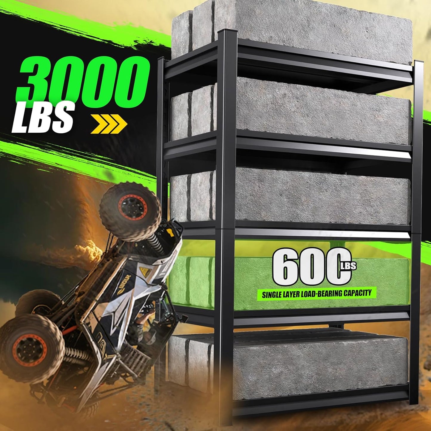 72''H*59''W Storage Shelves,5 Tier Garage Shelving 3500LBS Heavy Duty,Metal Shelves Adjustable Industrial Shelving Units,Rustproof Shelf Rack for Garage, 72''H*59''W*19.7''D