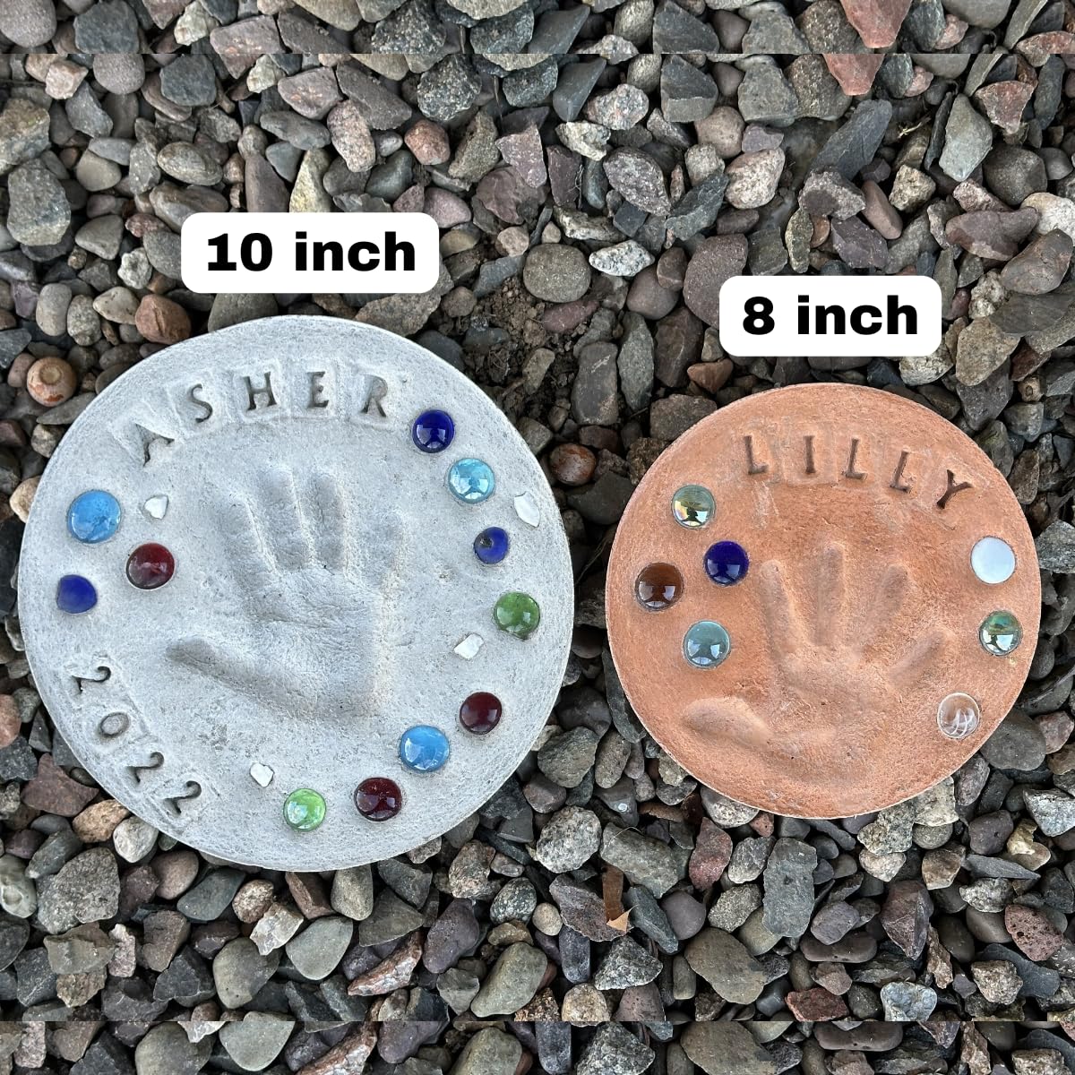 DIY Stepping Stone Kit with Color Pigment, Handprint Stepping Stone, Mother's Day Gift, Footprint Stepping Stone (8 Inch, Green)