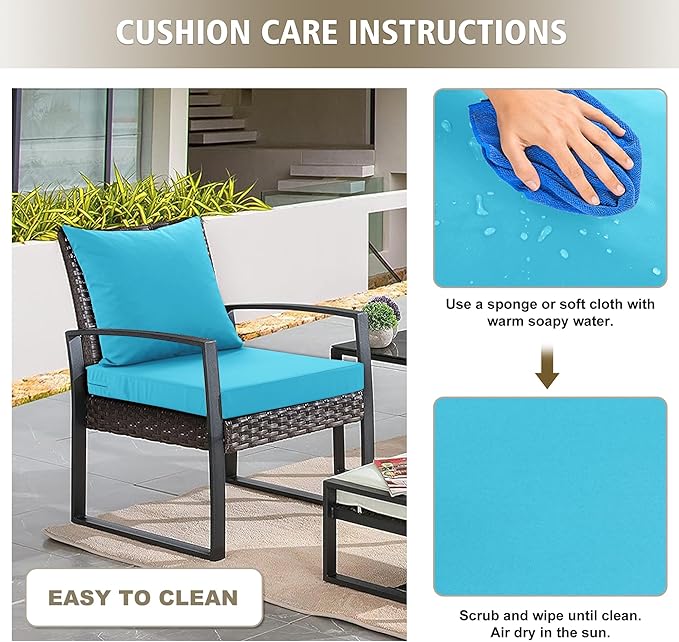 Outdoor Chair Cushions, Waterproof Outdoor Cushions for Patio Furniture w/Fade-Resistant, Removable & Machine-Washable Covers, 19x19 Inch, Ideal for Seat in Gardens/Porch – Set of 1/2/4, Teal