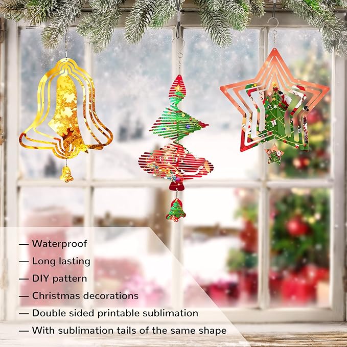 Sublimation Wind Spinner Blanks, 6 Pack 10 Inch 3D Aluminum Metal Hanging Wind Spinner Bulk for Garden Yard Outdoor, Window Porch Decoration for Heat Press Transfer DIY