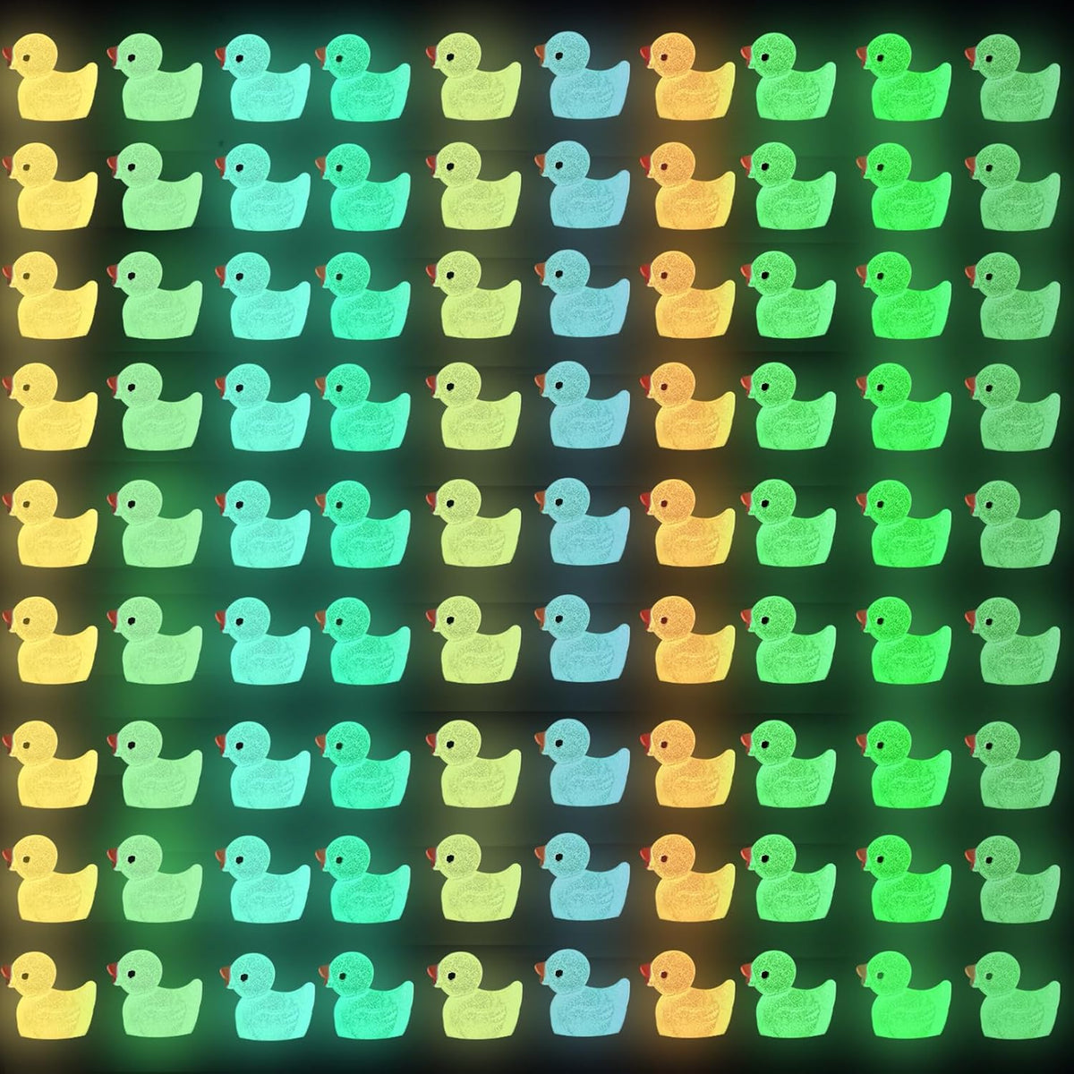 200pcs Luminous Mini Resin Duck 10 Colors Little Small Ducks Glow in The Dark Duck Figures for Dollhouse Aquarium Decor Micro Fairy Garden Landscape Hide and Seek Prank Toys
