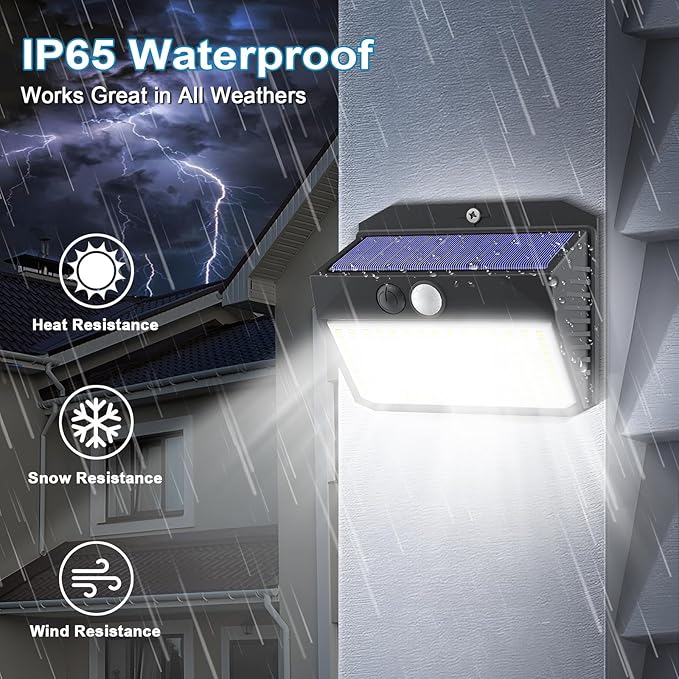 Solar Lights Outdoor 150 LED, 10 Pack Motion Sensor Lights With 3 Lighting Modes, IP65 Waterproof Fence Lights, Security Lights for House