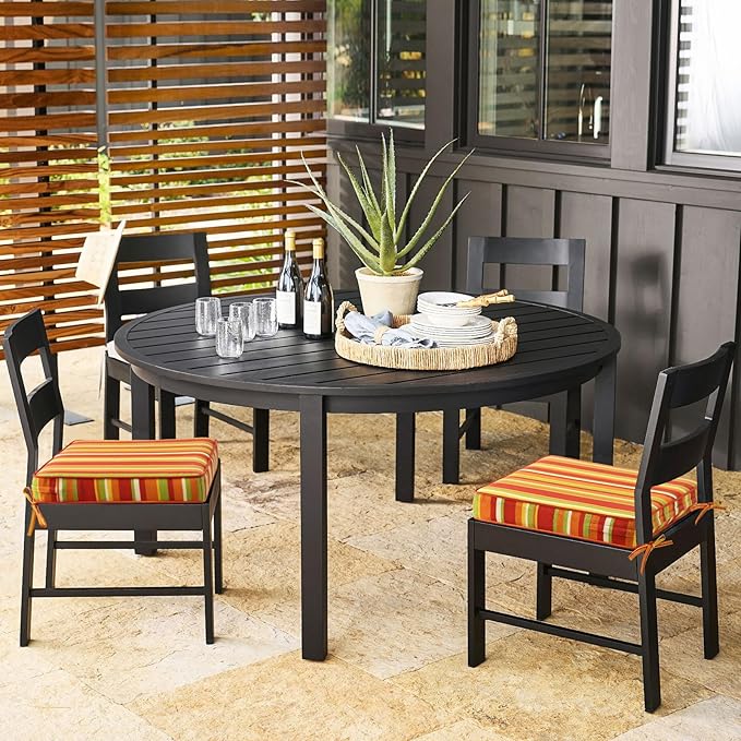 Outdoor Square Corner Seat Cushion, 19"x19"x3", Set of 4, Non Slip Seat Cushion Pads with Removable Cover for Patio Furniture, Garden Yard Lawn, Rainbow Stripe