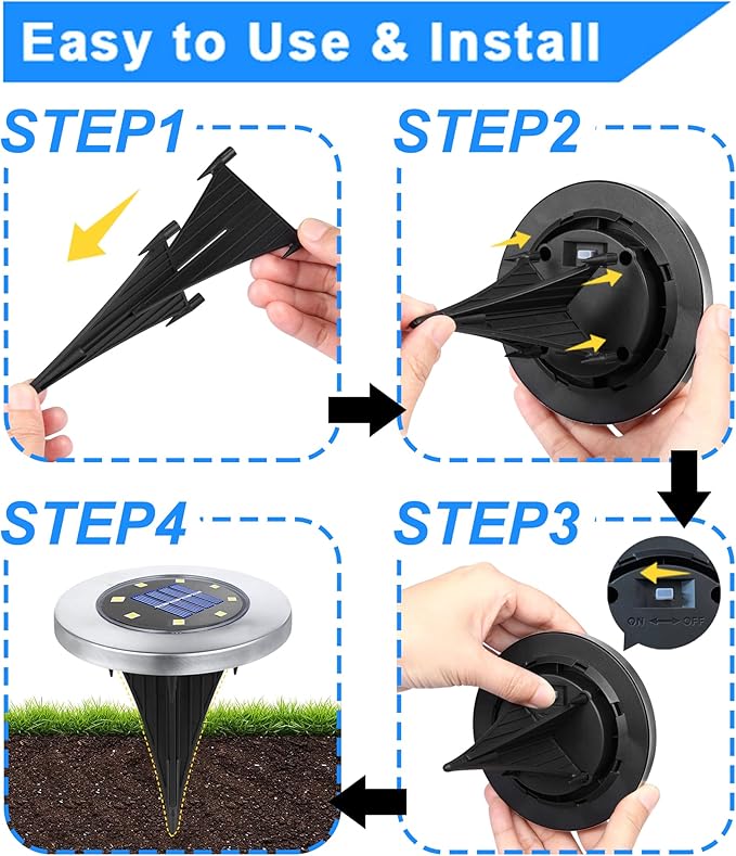 Solar Ground Lights, Waterproof Garden Upgraded Outdoor Bright in-Ground Landscape Lights for Pathway,Yard,Deck,Lawn,Patio,Walkway (12 Pack White Light)