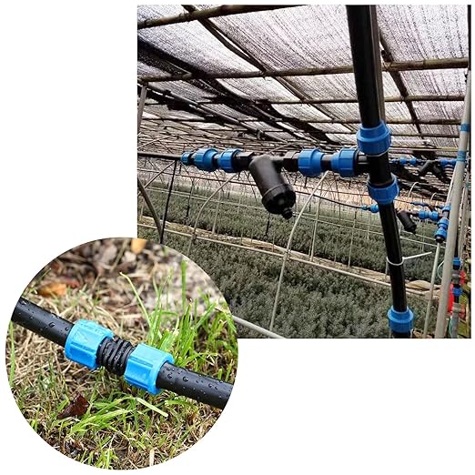 20pcs Drip Irrigation Coupling, Blue Connector Farm Irrigation Tools, Universal Joint Drip Irrigation Tube Fitting Set (0.78 Inch)