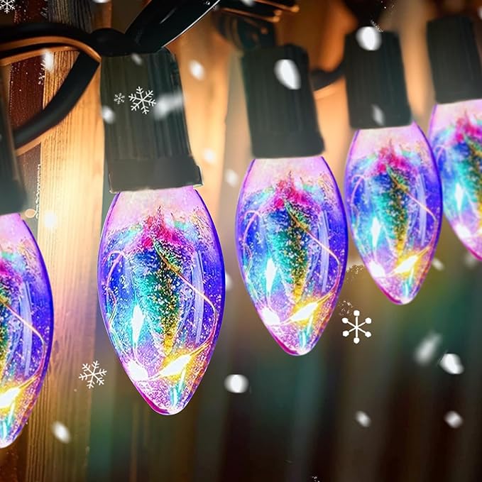 Upgraded 45FT C9 Christmas Pathway Lights Outdoor, 40 C9 LED Bulbs with Stakes, Extendable Waterproof Christmas Lights for Walkway Driveway House Garden Decorations - Multicolor