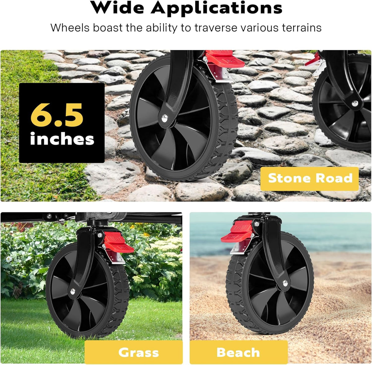 VIVOHOME 200L Collapsible Wagon 300lbs Heavy Duty Folding Utility Garden Cart Foldable Beach Wagons Large Capacity for Camping Picnic - Black