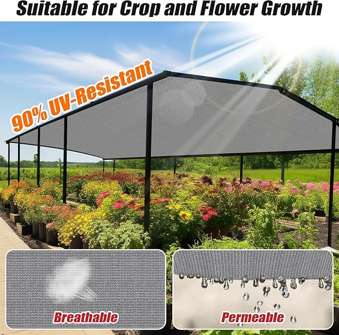 Outdoor 90% Sun Shade Cloth with Grommets, 4 X 19 FT Pergola Shade Cover for Garden Patio Carport Kennel Swimming Pool, Light Grey (We Make Custom Size)