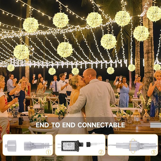 Christmas String Lights Outdoors,4 Pack 7.96" Sphere Lights,Ball Tree Garden Globe Lights for Home, Party, Christmas, Porch Patio,Wedding, Garden,Tree Decoration with Plug