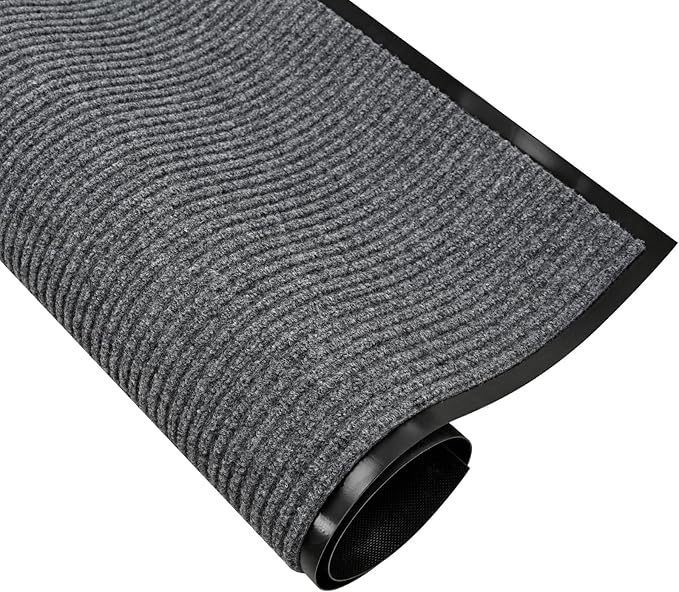 fani Heavy Duty Large Outdoor Indoor Entrance Doormat Waterproof Low Profile Entrance Rug Front Door Mat Patio Anti-Skid Rubber Back, 31x47 inch (Light Grey)