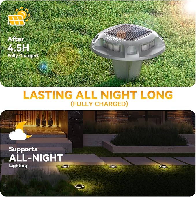 AGPTEK Solar Driveway Light 1 Pack, 2 Colors in 1 Outdoor Solar Deck Dock Marine Waterproof LED Driveway Marker Security Lights for Outside Pathway,Boat Dock,Step,Walkway,Path,Garden