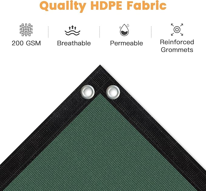 VICLLAX Shade Fabric Sun Shade Cloth with Every 2 FT Grommets for Patio Garden Pergola Cover Canopy 7x21 FT, Dark Green