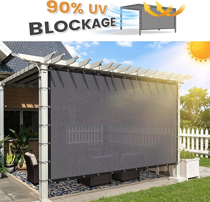 VICLLAX Shade Fabric Sun Shade Cloth with Every 2 FT Grommets for Patio Garden Pergola Cover Canopy 12x12 FT, Grey