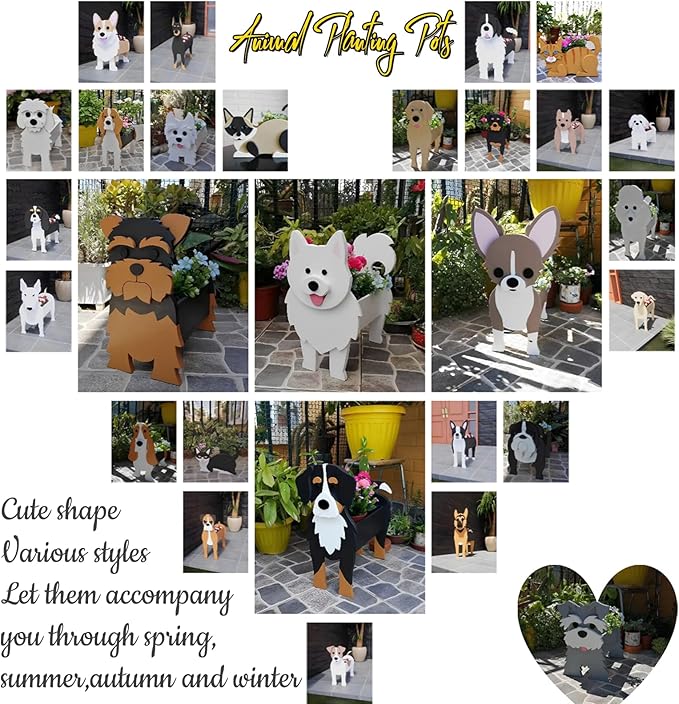 Bulldog Dog Planter Plant Pots,Cute Garden Dog Flower Planter,Dog Planters Birthday Gifts for Women,Office,Indoor/Outdoor Decor（9.45 * 7.32 * 13.5in）