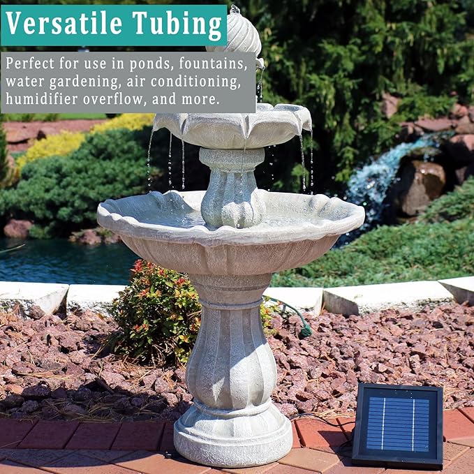 Black Vinyl Tubing 3/4” ID × 1” OD - 50 Feet PVC Flexible Plastic Tube Hybrid Hose, Transfer Water Air Oil for Pond Fountain Garden, Non-toxic and BPA free