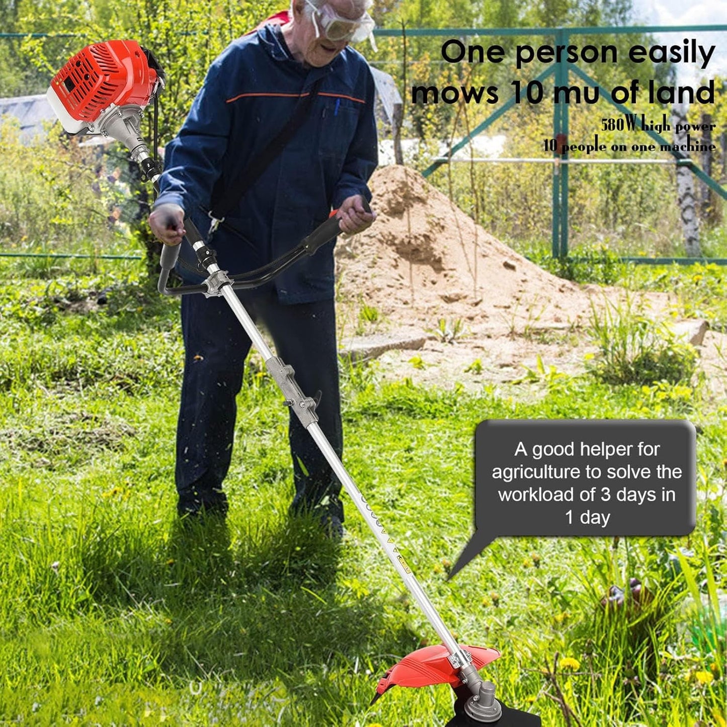 Gas Weed Eater, 52CC 2-Stroke Weed Wacker Gas Powered, 2 in 1 Multi-Functional String/Grass Trimmer, Brush Cutter for Gardening Shipping from USA Fast Arrival
