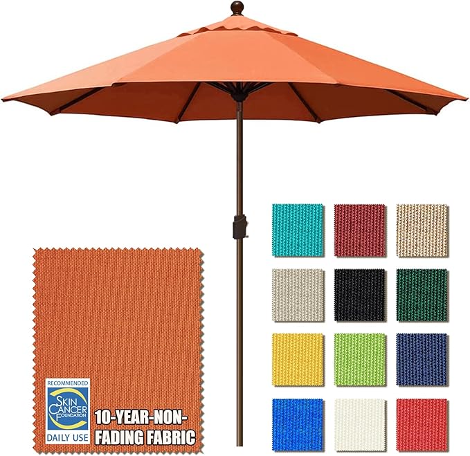 EliteShade USA 10-Year-Non-Fading 10Ft Market Umbrella Patio Umbrella Outdoor Table Umbrella with Ventilation, Rust
