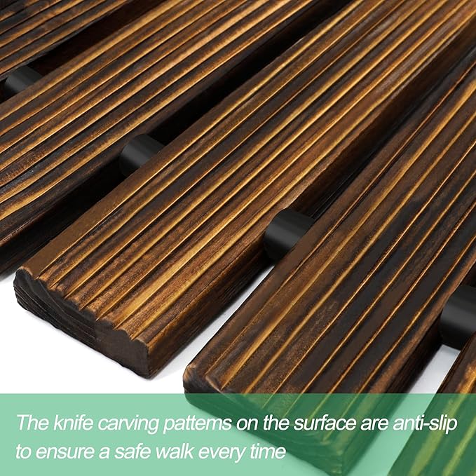 RELIANCER 12' Wooden Garden Pathway,Outdoor Roll Out Cedar Straight Walkway,Patio Path Decorative Garden Boardwalk Walkways,Weather-Resistant Roll Up Beach Wood Road Floor,Wedding Party Pathwaysc