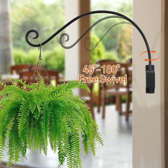 Swivel Hanging Plant Bracket Outdoor: Long Swivel Bird Feeder Hanger Bracket for Tree - Wall Mount Swivel Hook for Hummmingbird 22Inch