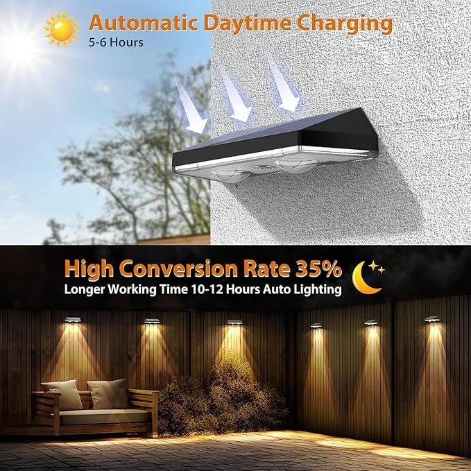 Solar Fence Lights,RGB & Warm White & 6 Colors Bright Lens LED Dusk to Dawn Deck Light Outdoor Waterproof, Solar Outdoor Lights for Backyard/Railing/Wall/Step/Patio/Pool (8Pack)