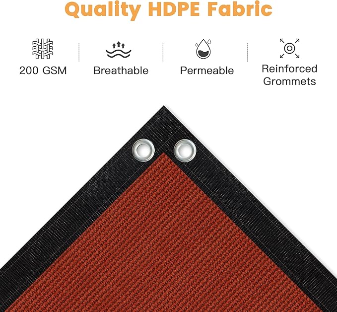 VICLLAX Shade Fabric Sun Shade Cloth with Every 2 FT Grommets for Patio Garden Pergola Cover Canopy 21x24 FT, Rust Red