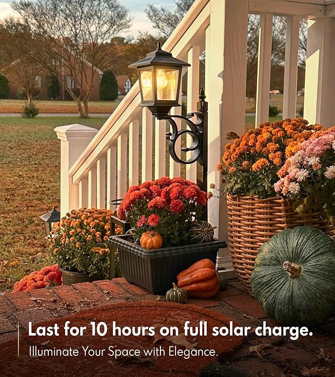 Outdoor Flower Pots 2 in 1, Outdoor Planter, Solar Lamp Post Lights Outdoor, Wall Mount or Freestanding Waterproof Solar Post Decorative Lamp for Lawn Patio Front/Back Door（Flowers not Included）