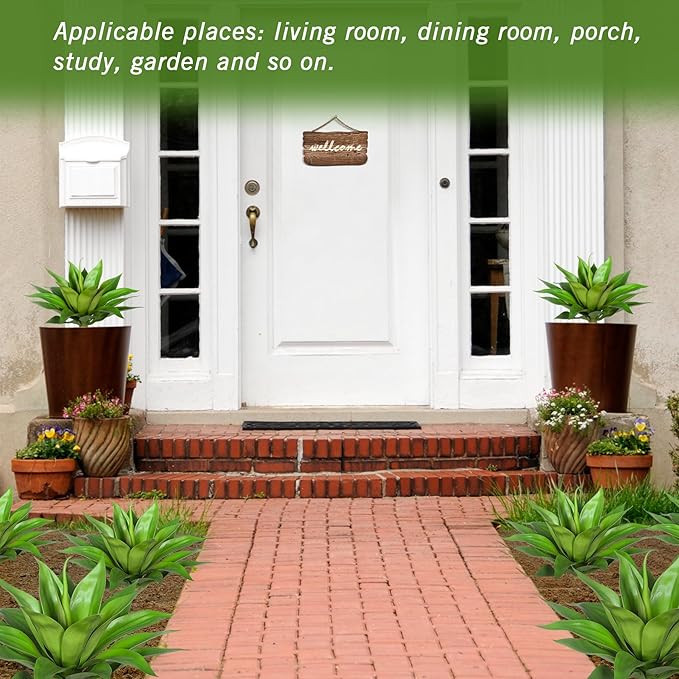 Artificial Agave Plants,Large UV Resistant Fake Agave Planters for Indoor and Outdoor Decorating Artificial Plants for Outdoors Plants(2Pack, 22")