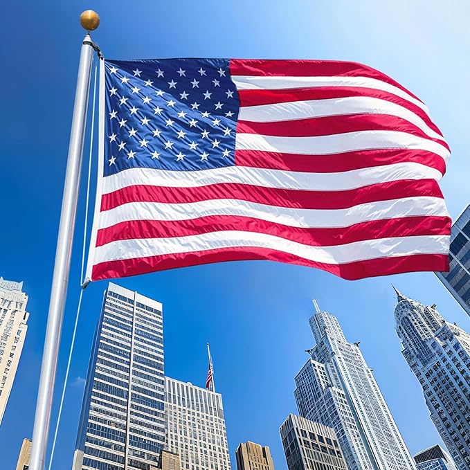 American Flag 5x8 Outdoor, 5x8 Flags Outside, All Weather US Flags with Embroidered Stars Sewn Stripes Brass Grommets, Vivid Color, Polyester USA Flag for Outdoor Indoor (5 by 8 Foot)…