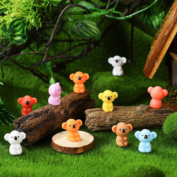 90 Pcs Resin Koala Miniatures Mini Animals Figures Cute Koala Figurine Fairy Decor Animal Ornament for Garden Landscape Home Accessories Craft Cake Decoration DIY
