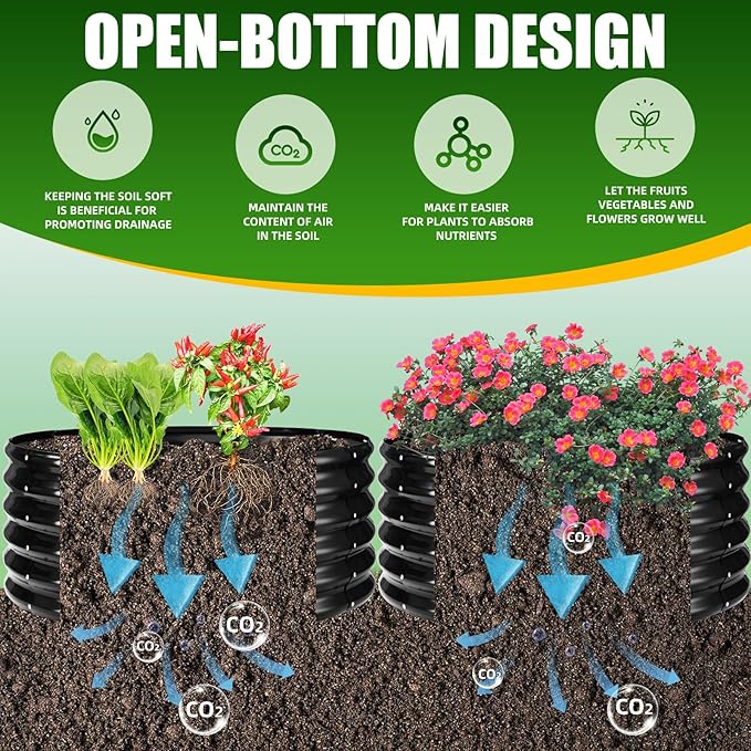 17" Tall Elevated Round Metal Rised Garden Bed- 3.3'x3.3' in Size and 0.8MM Thick Durable Planter Box for Vegetables Flowers Succulent at Patio/Garden Outdoor (Black, 3.3FT Diameter)