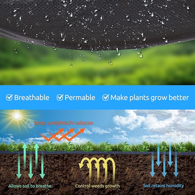 8ft x100ft Black Weed Barrier Landscape Premium Fabric-Heavy Duty Woven Ground Cloth with Superior Permeability Weed Control Convenient Design