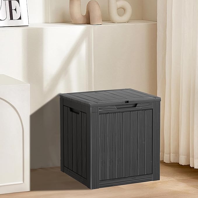 30 Gallon Waterproof Outdoor Storage Box - All-Weather Deck Box for Patio & Pool, Lockable Resin Patio Deck Box with UV Protection, Matte Black