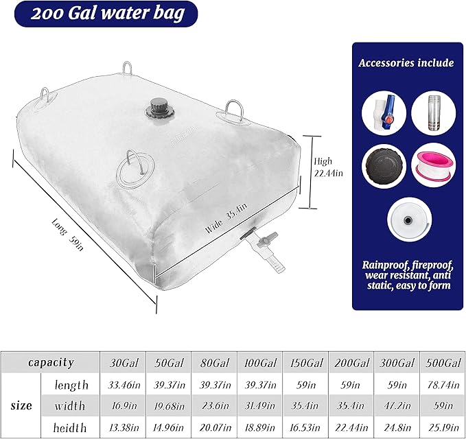 200Gal Portable Water Storage Bladder, Foldable Large Capacity Container Water Tank, Agricultural Irrigation, Camping, Firefighting, Outdoor Household Water