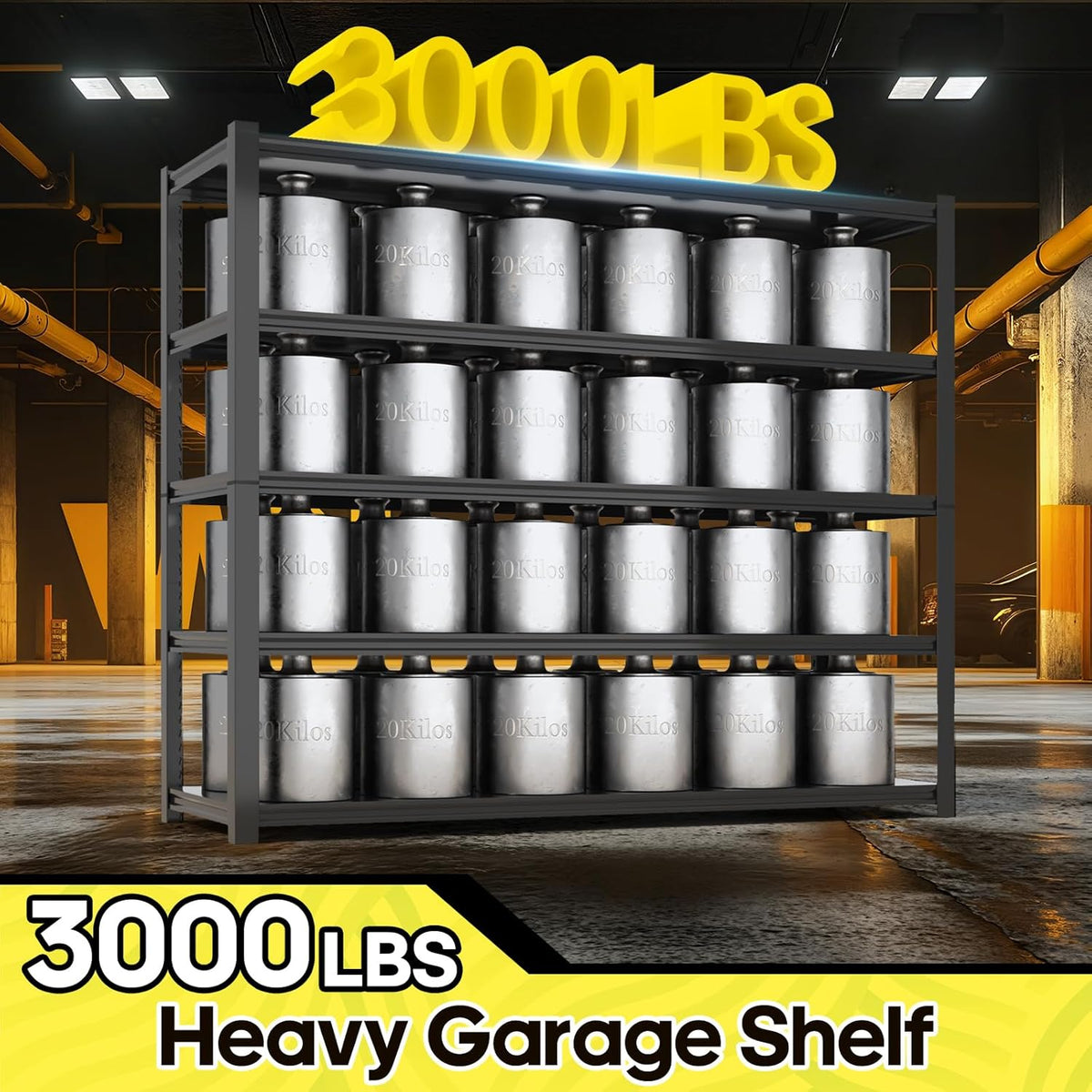 5 Tier Adjustable Metal Shelving Storage Rack,Storage Shelves,59.8" Wx24 Dx76.6 H Garage Shelving Heavy Duty,Industrial Shelving Unit for Basement,Warehouse,Garage Organization.3 Pack